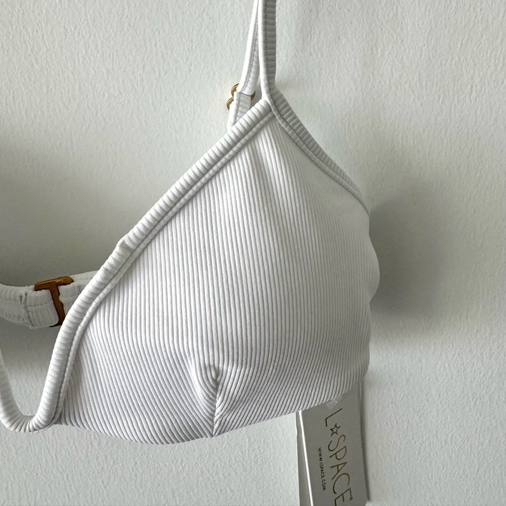 L*SPACE Helena Ribbed Bikini Top White